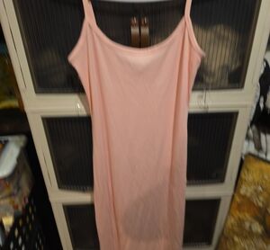 Light Pink Stretch Slip Dress with Thin Straps
